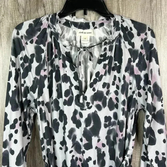 Cloth & Stone Midi Dress Animal Print Long Sleeves Ecovero Sz S - Picture 2 of 10